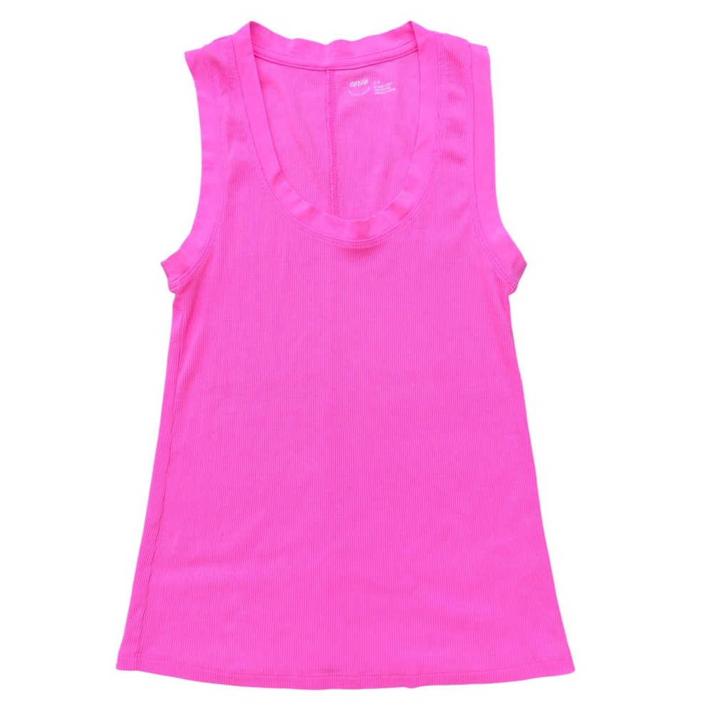 Aerie Ribbed Scoop Neck Tank Top Women Small Pink Sleeveless Casual NWOT